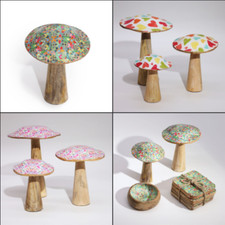 Wooden Enamelled Mushroom Decoration Ornament
