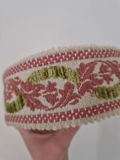 14 Meters Genuine Vintage Upholstery Trim Lime Green  Pink Chenille Details 