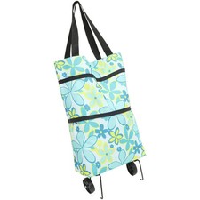  Collapsible Shopping Bags Folding Trolley Cart Foldable with Wheels