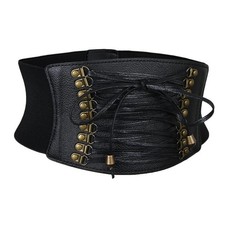 Vintage leather waist belt - leather,
