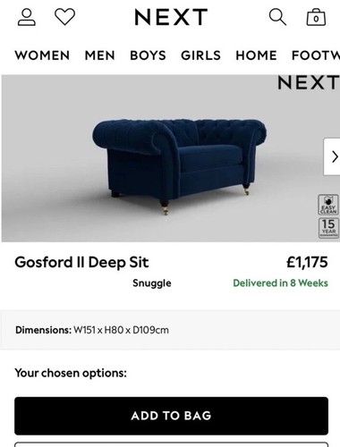 Next gosford seater blue - 2,