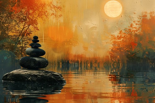 Zen stones meditation canvas - meditation,