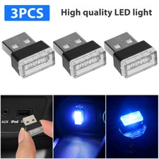3x Blue LED USB Car Interior