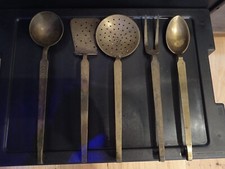 Vintage set of 5 brass serving cutlery, Cutlery set