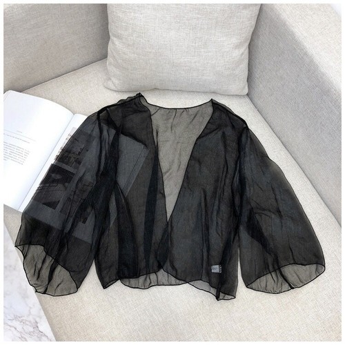 Women sheer chiffon cardigan - chiffon,