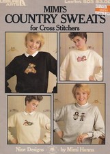 Leisure Arts MIMI'S COUNTRY SWEATS waste canvas CROSS STITCH LEAFLET #503 1987