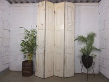 Vintage French Wooden Pine Bi Folding Window Door Shutters Screen Room Divider