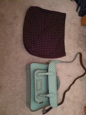 Yoshi Green Polka Dot Leather Satchel with Detachable Shoulder Strap