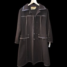 Rare Vintage Vtg 70s 1970s Bill Gibb Baccarat Brown Wool Leather Swing Coat M