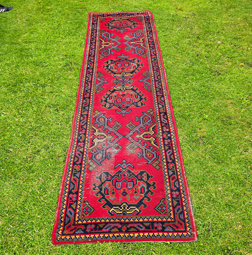 Antique vintage knotted runner - antique,