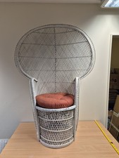 Vintage Wicker Rattan Bamboo Peacock Chair Seat Indoor Outdoor Bedroom