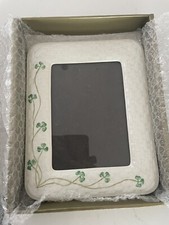 Vintage Belleek Photo Frame Shamrock Basket Weave Cream Lattice Texture Ceramic