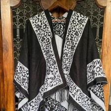 Matalan Leopard Print Black & Grey Shawl Scarf Wrap Pashmina