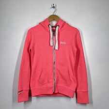 Superdry Hoodie Womens XS Pink Full Zip Up Jacket Fluorescent Orange Label
