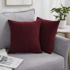 2 Pcs Wine Red Cushion Covers