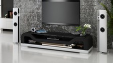 RTV TV Sideboard Leather Glass