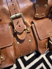 Vintage Mulberry Roxanne Bag Shoulder Handbag Buckle Leather Brown Tan Oak