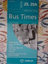 Arriva North East Timetable Routes 29 /29A.  From 24th July 2005.