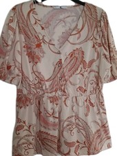 Ladies Beige Patterned  V Neck