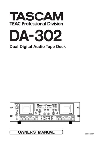 User manual for tascam 302 - manual, da-302
