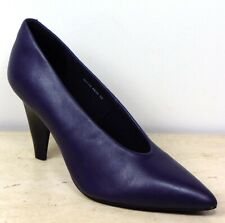 M&S Real LEATHER High Heel COURT SHOES ~ Size 5 ~ PURPLE