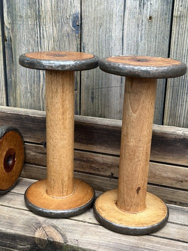 Pair vintage wooden industrial - vintage,