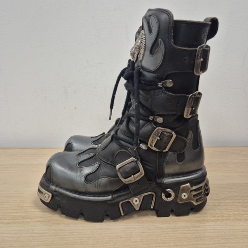 New rock boots black leather - boots,
