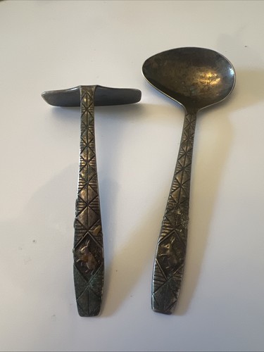 Vintage pair feeding spoon - vintage,
