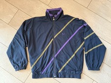 Vintage Fred Perry Windbreaker Tack Jacket Navy Large Green Label