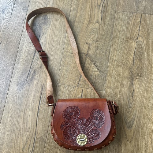 Vintage tan brown - , leather