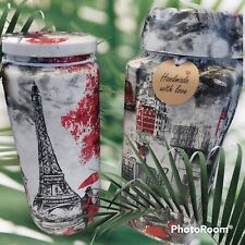 Storage Jars Hand Decorated French theme, upcycled unique x 2 SALE