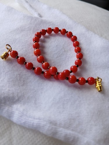 Doll bead necklace red - , coral