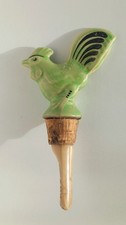  VINTAGE ‘SOLIAN WARE’ COLLECTABLE GREEN COCKEREL BOTTLE STOPPER/POURER. 