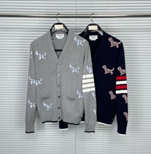 Men Tb Classics Women Knitting Cardigan Puppy Print Sweater 100% Wool Blouse Top