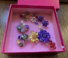 Butler & Wilson Multicolour Crystal Flower Necklace & Earrings Set New Boxed