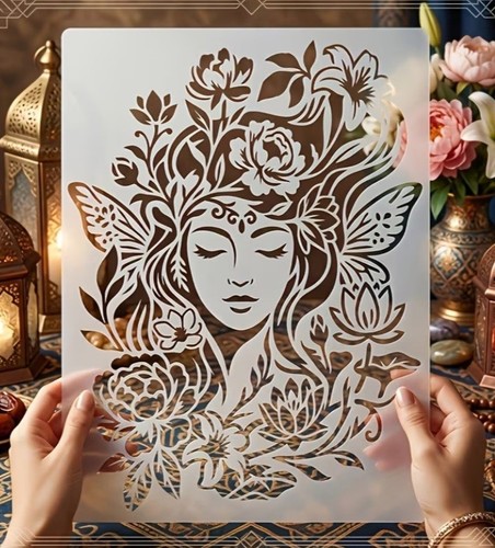 R75 lady stencil - art, &