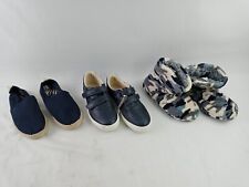 M&S Boy's 3pcs Bundle Shoes Size 12 Blue Slippers Trainers Espadrilles New F2