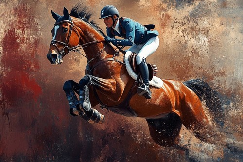 Show jumping horse canvas - show,