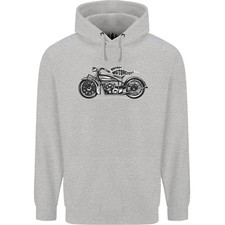Vintage Motorcycle Custom Chopper Biker Mens 80% Cotton Hoodie