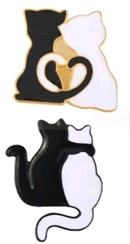 Cat enamel pin badges - 2x,