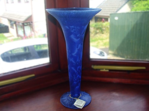 Large blue glass vase hand - glass, ..hand