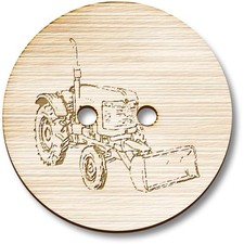 'Tractor with Digger Attachement' Wooden Buttons (BT048493)