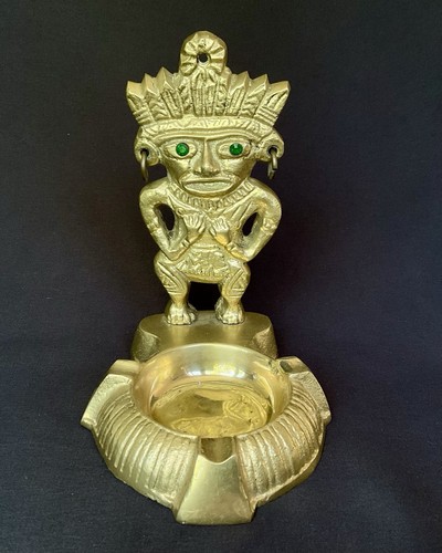 Vintage brass ashtray mayan - vintage, or