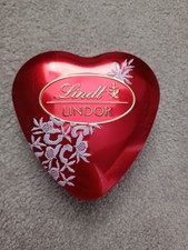 Lindt Lindor Milk Chocolate Red Love Heart EMPTY 62g Tin