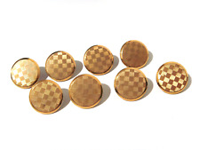 Antique EXTRA RICH GILT Chequered Pattern Button Set x8 Chequerboard Chess