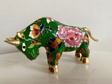 Chinese Animal Cloisonne Zodiac Ox Cattle Bullfighting Statue Ornament Vintage