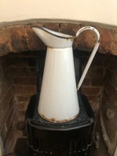 Vintage Ex.Tall & Large White Enamel Jug / Pitcher