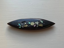 Antique Inlaid Mother Of Pearl & Silver 19th Century Tatting Lace Making Shuttle