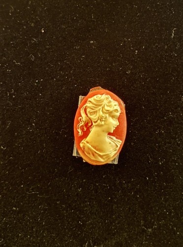 Vintage pink celluloid cameo - vintage,