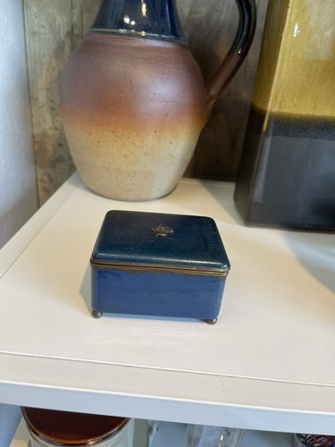 Vintage blue porcelain trinket - porcelain,